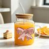 Premium Glass Tumblers With Ergonomic Handle And Straw Wooden Lid For Hot and Cold Drink Juice Coffee Tea Drinking Mug