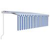 Automatic Retractable Awning with Valance 4x3 m Blue and White