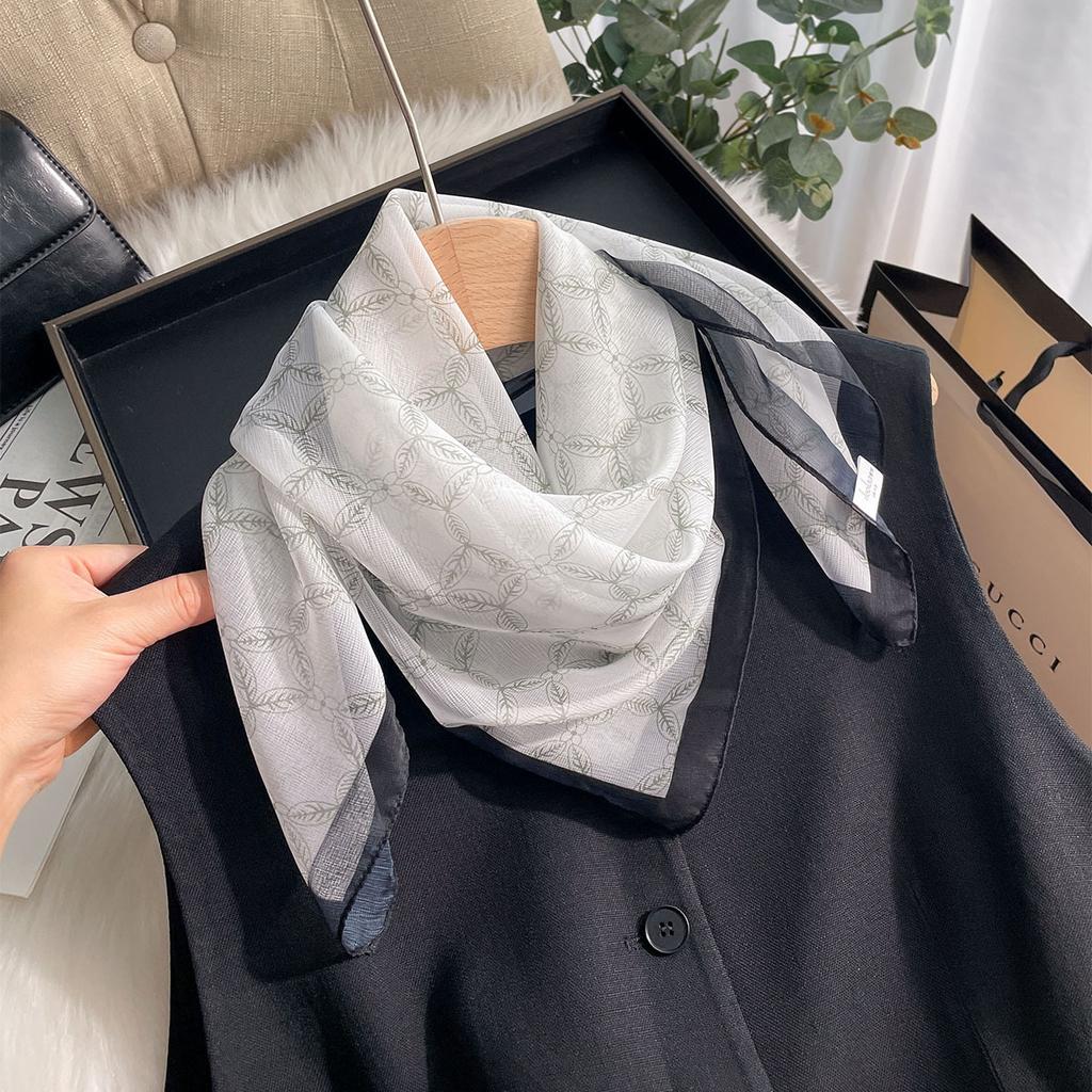 Luxury Square Scarf For Women Hijab Hair Bands Neckerchief For Beach Decoration Female Satin Shawl Ribbon Headband Wraps Bandana