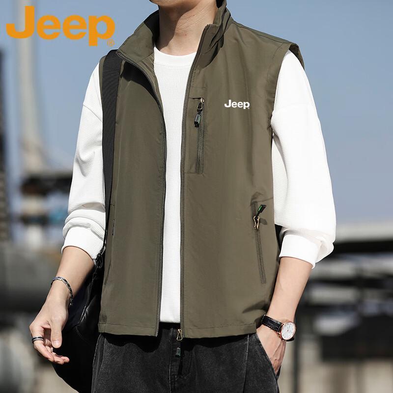 JEEP Men's Spring/Autumn Casual Stand-Collar Outdoor Fishing Vest