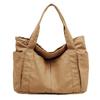 Large Canvas Tote with L Size [pieka] Bag, Lightweight, Pockets, Simple, (camel)