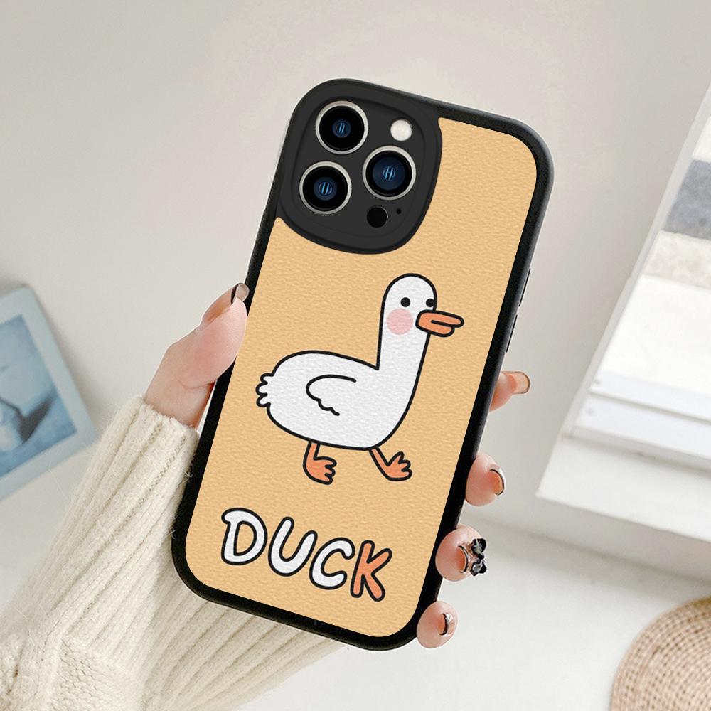 Чехол для телефона с масляной живописью и мультяшной уткой для Iphone 14 13 11 12 Pro MAX 13 12 MiNi 7 8plus 14 13 11PRO X XS 12 11 XR Чехлы из овечьей кожи