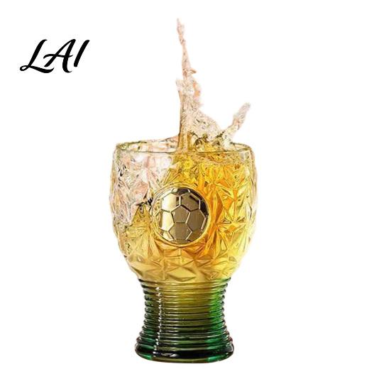 Tall Football Mug Soccer Trophy Beer Glass 400ml Capacity Mug Clear Glass