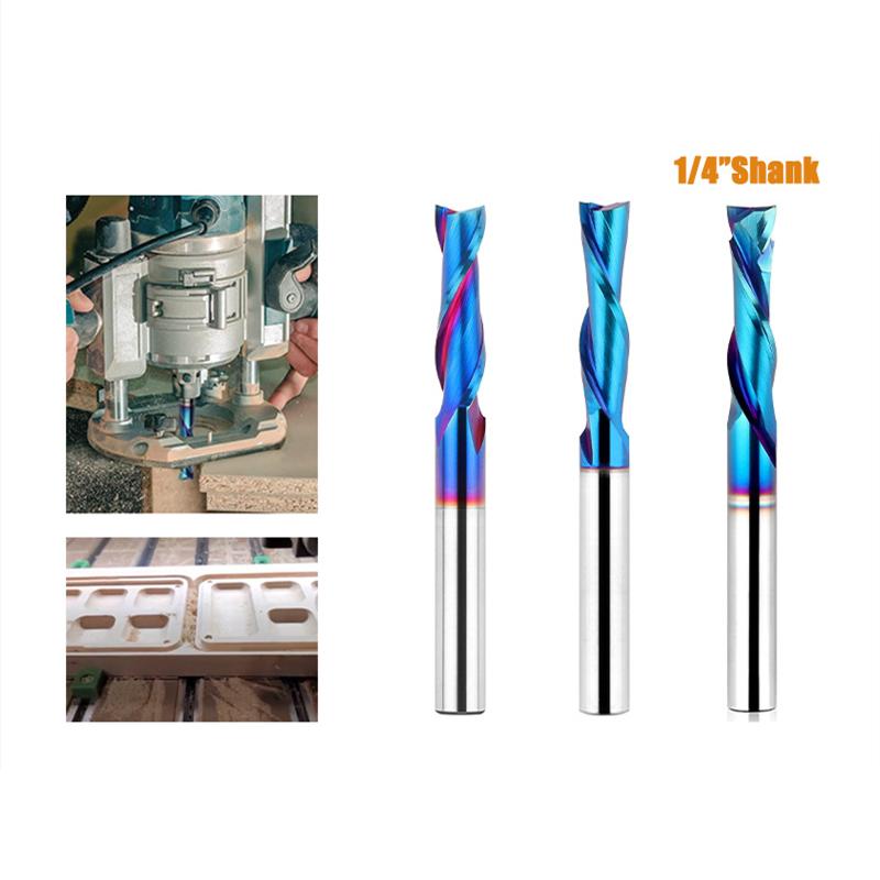 Фреза спиральная 2-заходная с хвостовиком 1/4 дюйма, резка вверх/вниз, твердосплавная фреза, фреза для ЧПУ-роутера, точная канавка