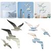 3pcs Seagull Wooden Wall Hanging Decoration 2D Irregular Bird Themed Pendant Coastal Beach Sculpture Nautical Home Bedroom Decor