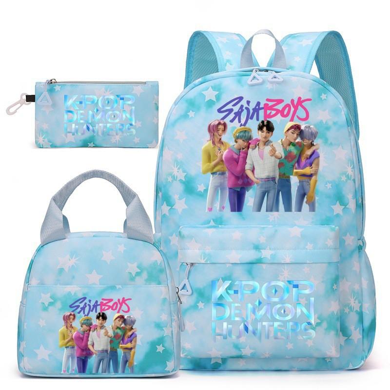 Korean Drama Inspired School Backpack Set With Lunch Bag Pencil Case Teen Girls Nylon 13-inch Laptop Compatible