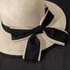 Large Bowknot Decor Bucket Hat Wide Brim French Style Straw Basin Hats Breathable Sunscreen Fisherman Cap for Women
