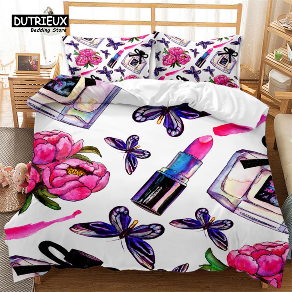 Мягкий комплект постельного белья с изображением бабочек размера «queen-size» для девочек и женщин, декор для комнаты, модный пододеяльник из микрофибры с 3D-принтом и наволочками