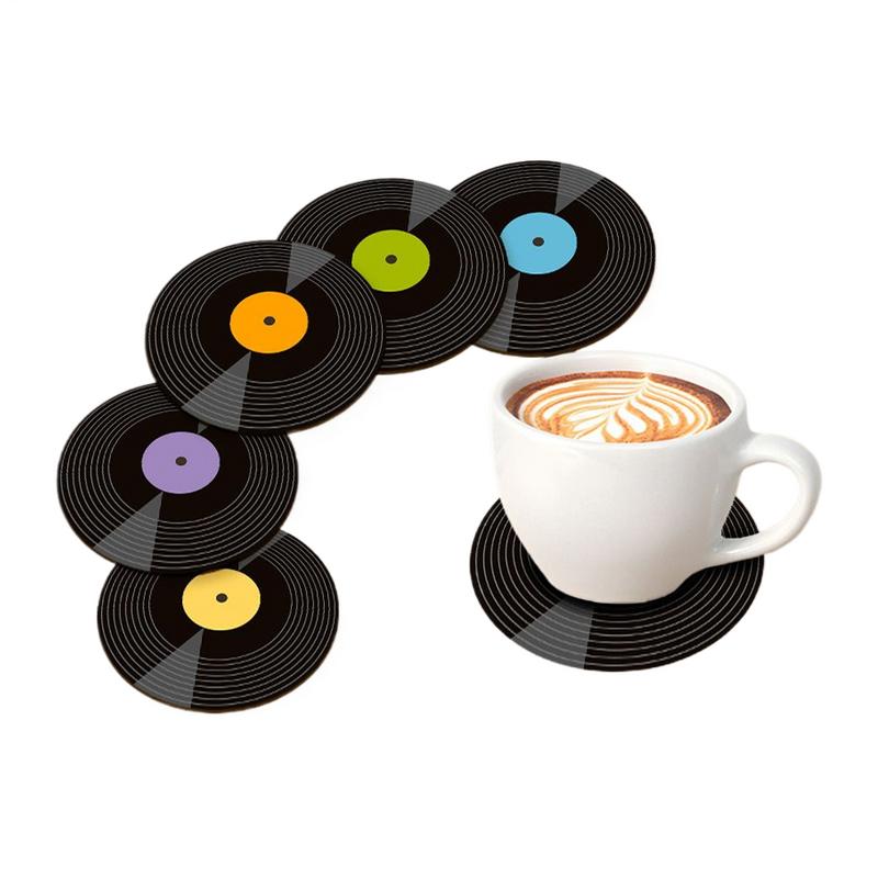 10 ШТ. Ретро Виниловая Пластинка Подставка Под Чашку Нескользящая Подставка Под Кофе Термостойкая Музыкальная Подставка Под Напитки Коврик для Кружки Настольная Подставка Декор