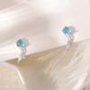 Серьги в форме рыбьего хвоста, женские летние легкие роскошные серьги-гвоздики с лунным камнем в синей пене, темпераментные маленькие свежие серьги