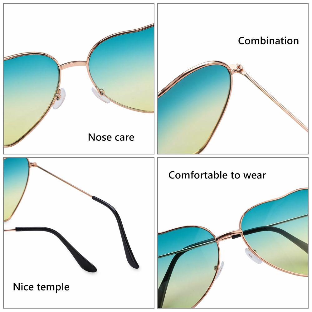 Women Ocean Lenses Outdoor Goggles Heart Shaped Sunglasses Metal Frame Gradient Sun Glasses
