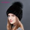 SOMALER Real Mink Fur Hat Female High Quality Thick Warm Winter Hats For Women Fashion Luxury Fur Pompom Beanies