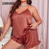 Women's Plus Size Loose Halter Nightgown Simulation Silk Sexy Home Nightgown Casual Comfortable Simple Home Wear