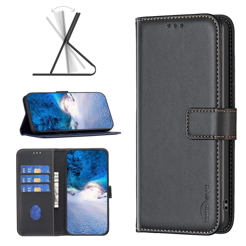 BINFEN COLOR BF17 For Realme C65 4G Wallet Case Folio Flip Leather Phone Cover