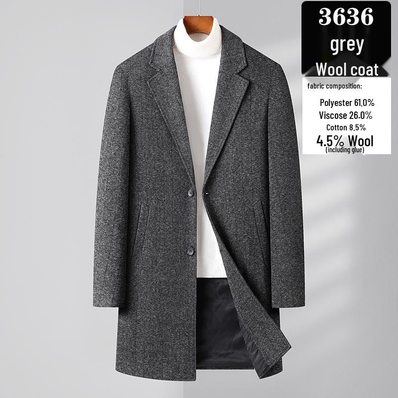 Мужское шерстяное пальто в стиле business casual средней длины - Коллекция Осень/Зима 2025, Утепленное хлопком.
