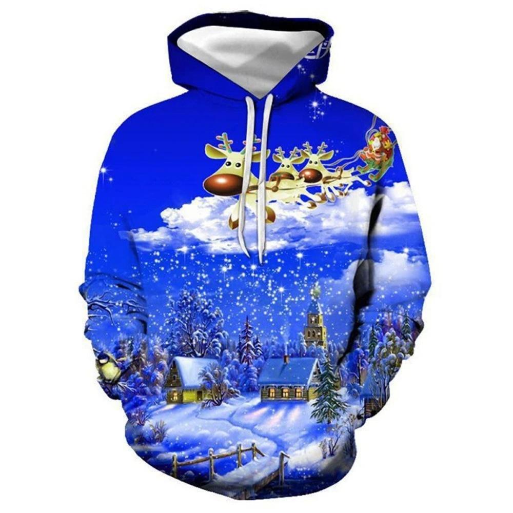 Рождественская мужская толстовка с капюшоном, 3D-принт, с длинным рукавом, толстовка с капюшоном, праздничный стиль осень/зима, повседневная, оверсайз, мужская толстовка-топ