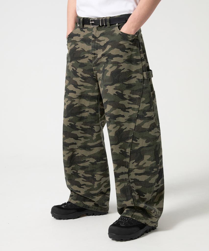 TRILLION Camo Wide Curved Cotton Pants_Deep Khaki