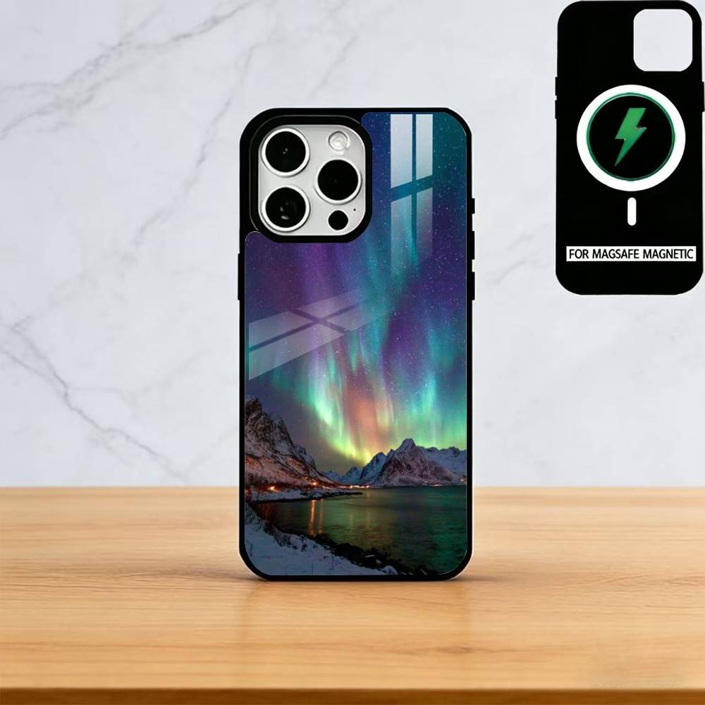 Премиальный чехол для телефона «Северное сияние» для iPhone 17, 16, 15, 14, 13, 12, 11 Plus, Pro, магнитный для Magsafe, беспроводная зарядка
