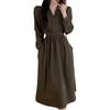 [BLANK BLANC] Ladies Long Dress Cachecoeur Flare Line Long Sleeve Easy To Mix and Match Cute Feeling of Familiarity Fashion Telework Khaki 5S-B08-KHM