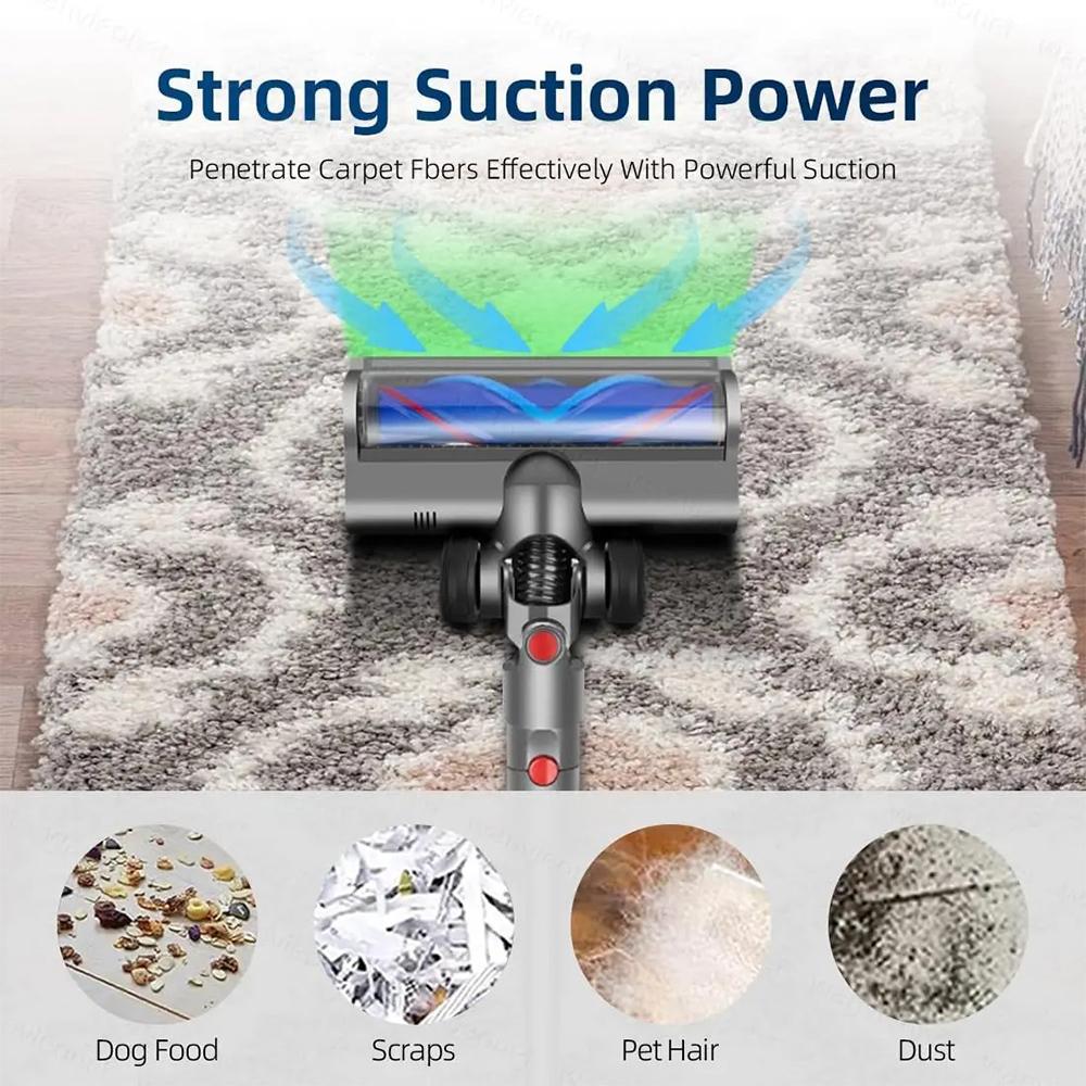 Насадка-щетка с валиком для Dyson V12 Detect Slim V10 Digital Slim, с зелеными светодиодами, для ковров и плитки