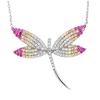 [P1935] - Серебряное колье «Стрекоза» розовое белое серебро (родиевое покрытие)