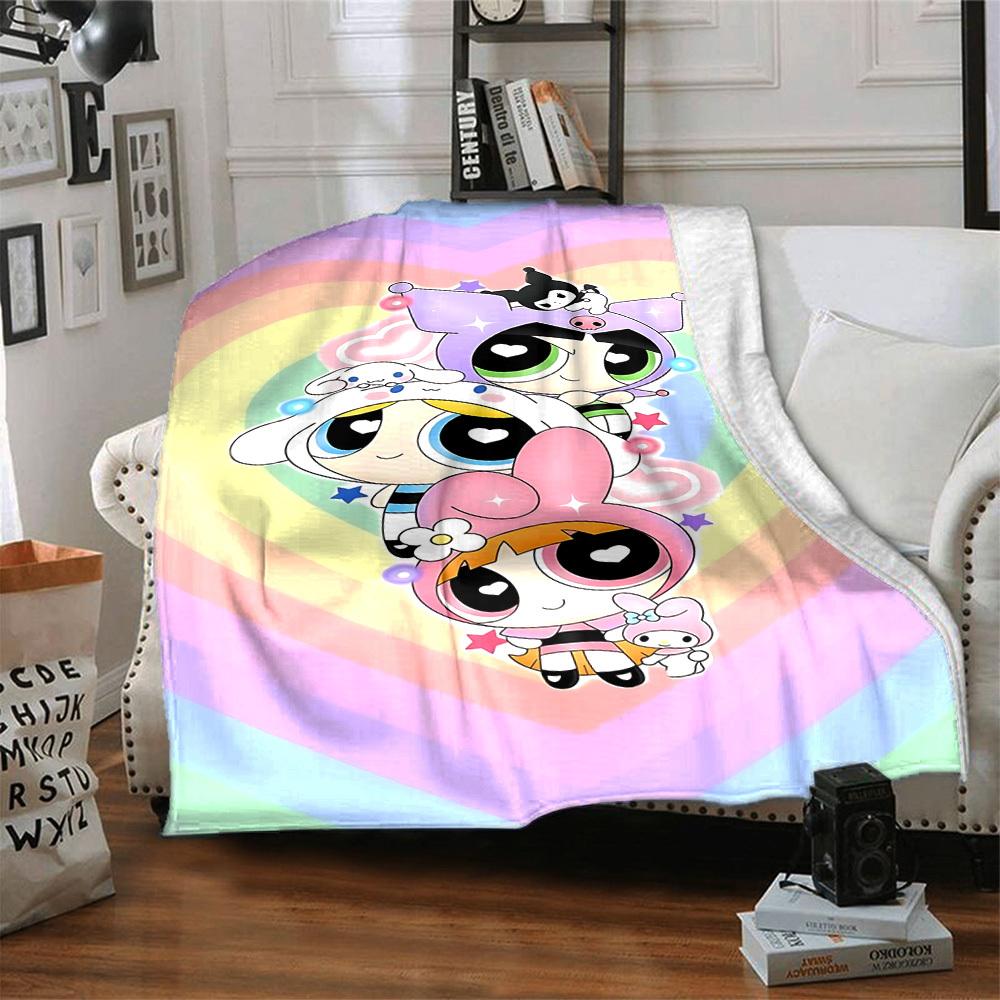 1pc Powerpuff Girls Blanket Lightweight Flannel Blanket Throw Blanket For Sofa, Bed, Travel, Camping, Livingroom, Office, Couch