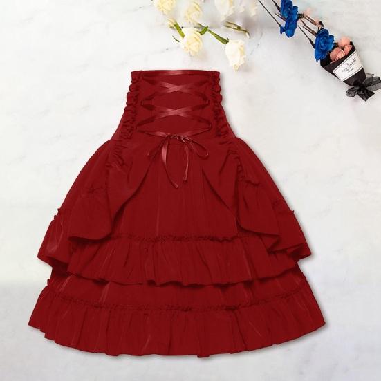 Женская летняя юбка, стильная юбка с высокой талией, юбка для выступлений, перекрестная шнуровка, сценическая ретро-дворцовая однотонная многослойная юбка