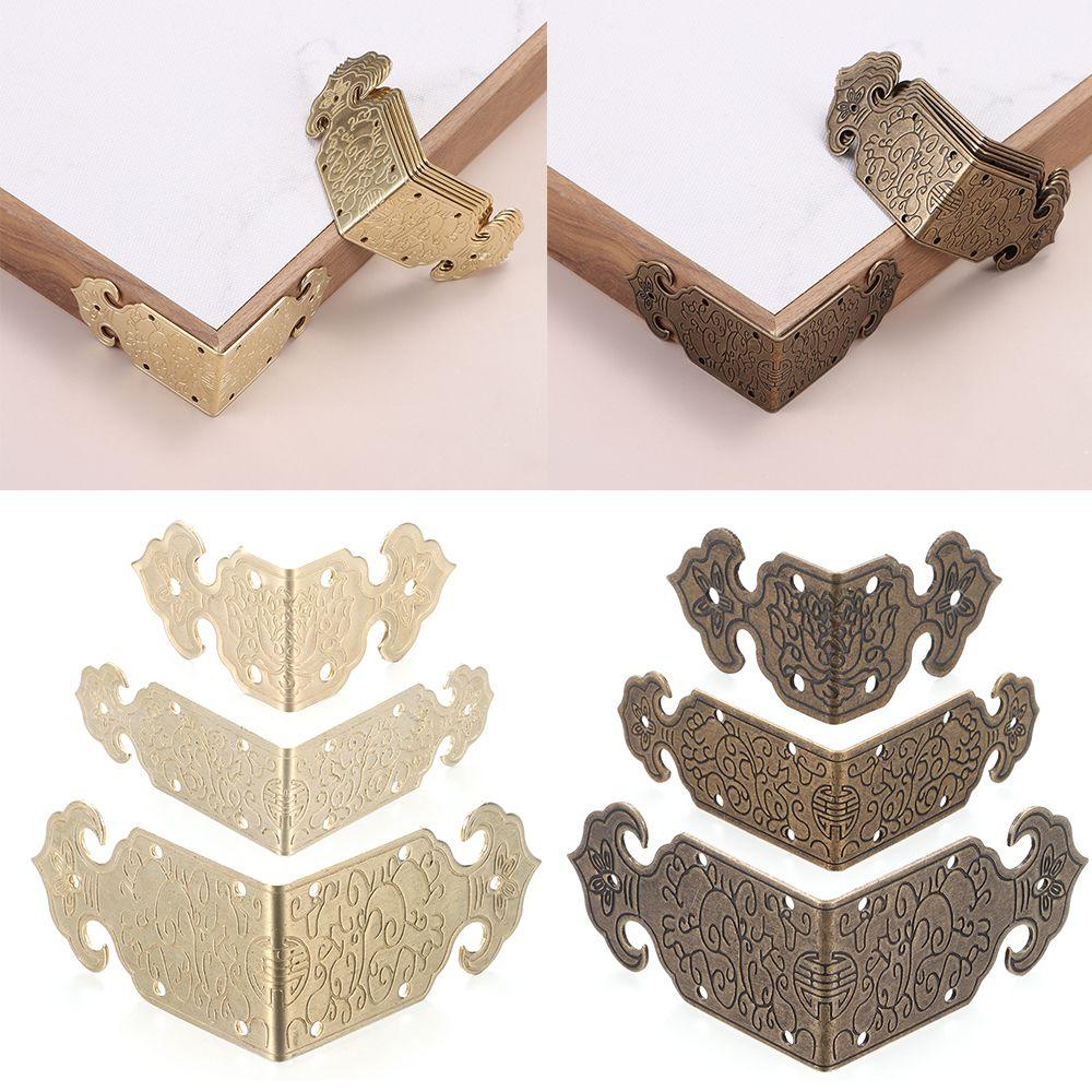 Foot Bracket Crafts Carved Metal Antique Bronze Corner Protector Box Decor Corner Brackets