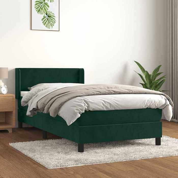 Maison Exclusive - Sommier à lattes de lit avec matelas Vert foncé 90x200 cm