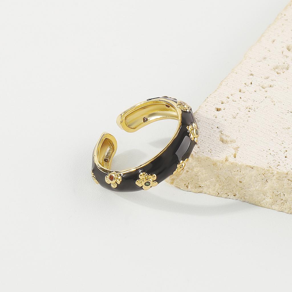 Модное и милое открытое кольцо с цветочным медным покрытием для женщин