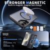 For Samsung Galaxy S25 Magnetic Case Kickstand Grid Texture TPU PC Phone Back Cover