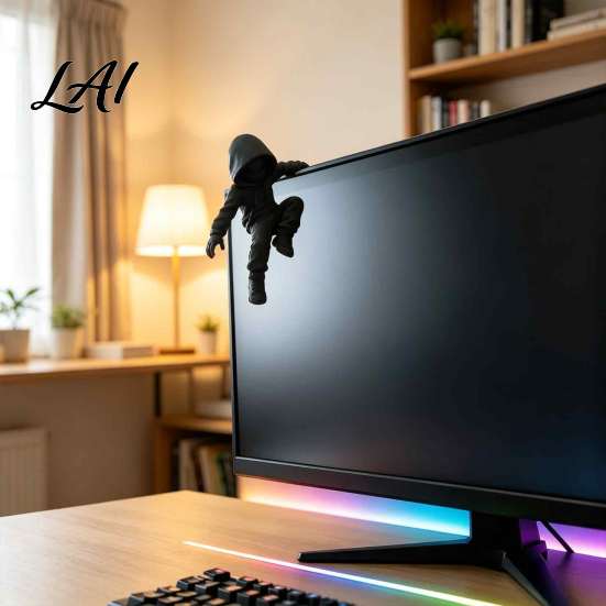 Gaming Room Desktop Decorations Dark Hooded Villain Monitor Figurine Cool Faceless Hanging Ornament Minimalist Office Workspace Decor PLA