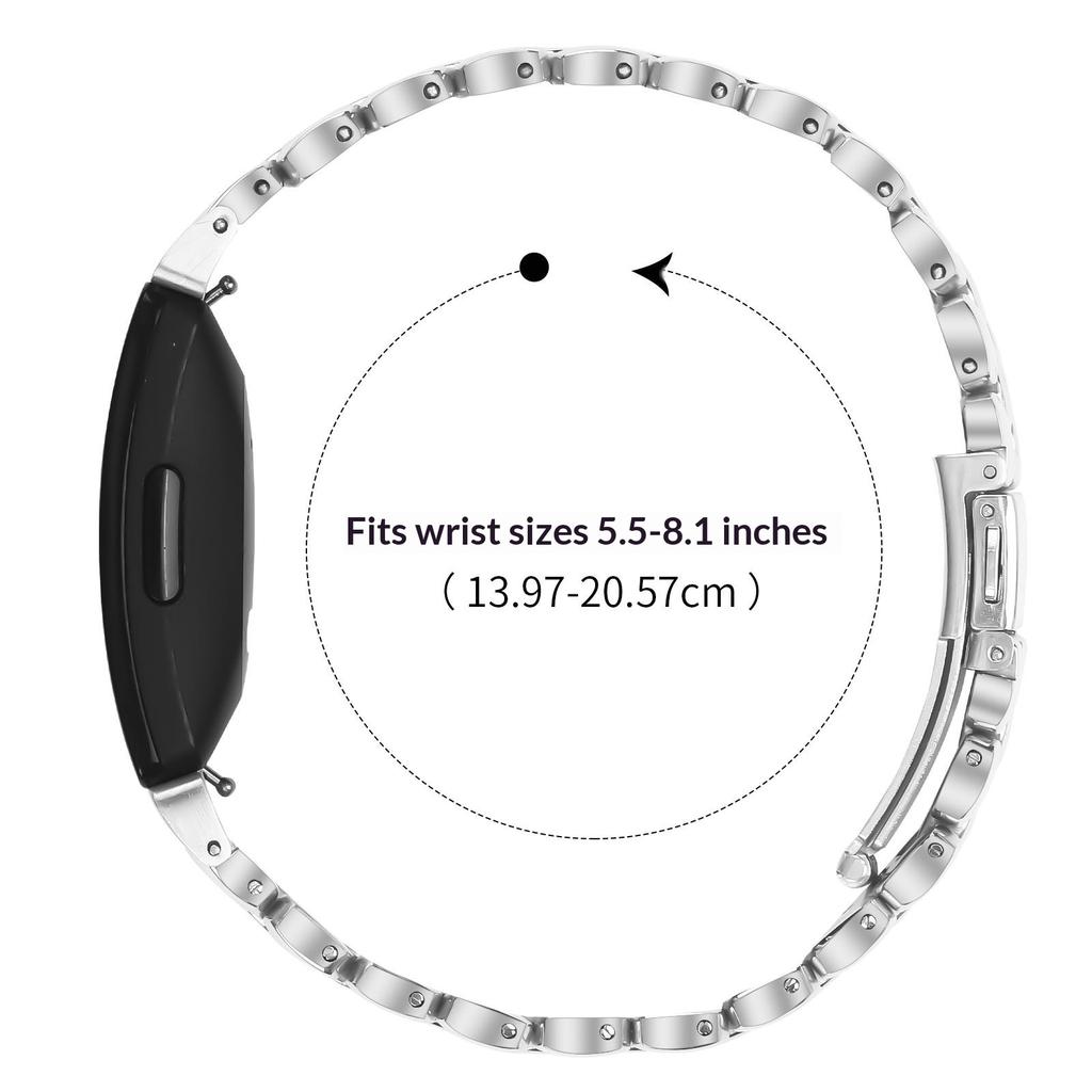 Metal Watch Band for Fitbit Inspire HR/Inspire 2/Inspire Pearl-Shape Stainless Steel Silver Wrist Strap