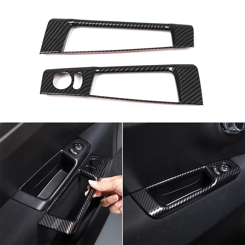 Pink ABS Car Inner Door Armrest Rear View Mirror Adjustment Panel Frame Trim Cover For 2011-2022 Fiat 500 Interior Accessories