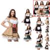 Charming Green V Neck Dirndl Costume Featuring Lace Design Ideal For Oktoberfest Events