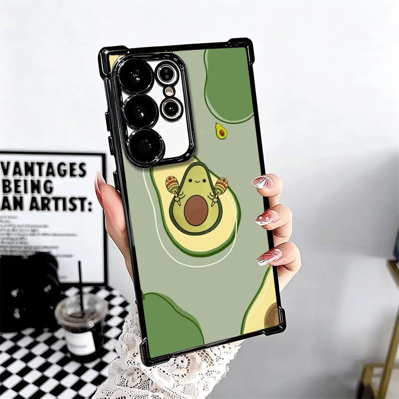 Cartoon Cute Avocado Plating Phone Case For Samsung Galaxy S24 S25 FE S26 Edge S23 Ultra S22 S21 Plus S20 Anti-Fall Airabag Cove