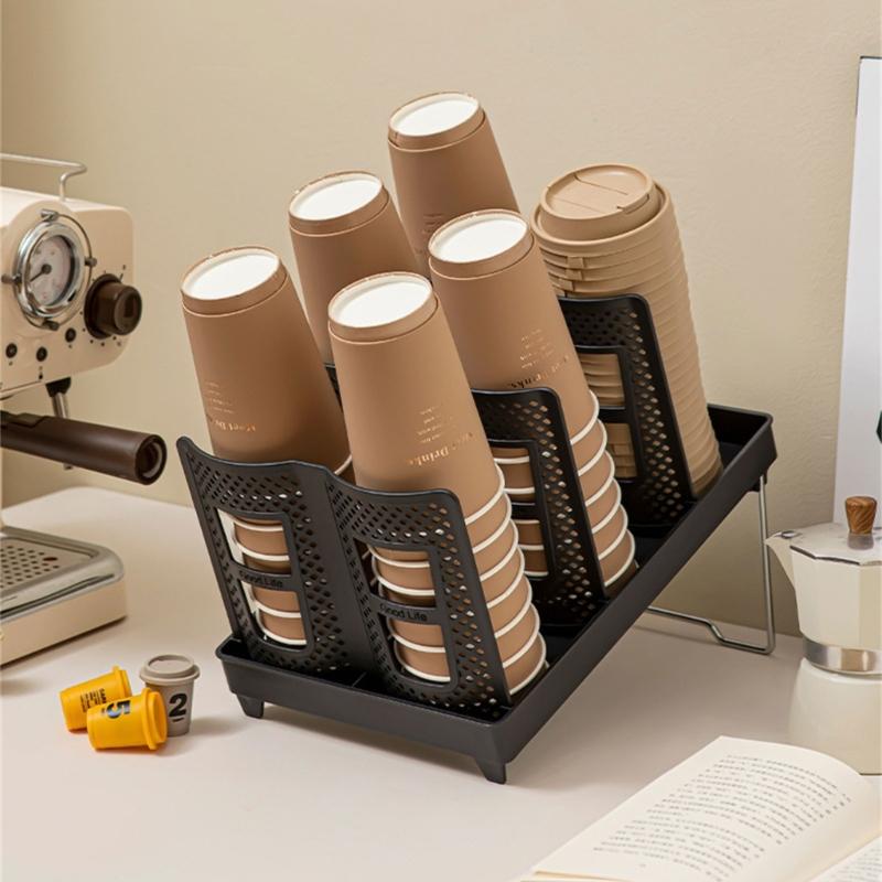 Disposable Cup Dispenser and Lid Storage Rack Cup Dispenser Cup Rack for Kitchen Bar or Break Room Organization