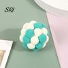 Plush Cat Toy Ball with Built-in Bell Soft Macaron Balls Fun Plaything Bite-Resistant Chew Toys for Indoor Cats and Kittens Noise Making