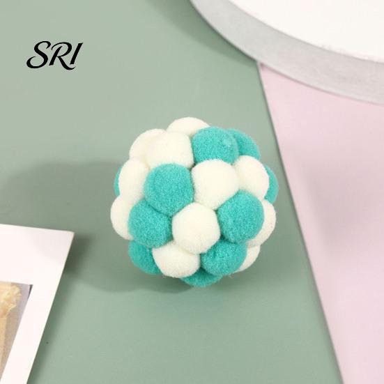 Plush Cat Toy Ball with Built-in Bell Soft Macaron Balls Fun Plaything Bite-Resistant Chew Toys for Indoor Cats and Kittens Noise Making