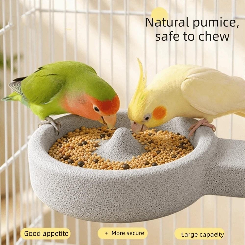 Anti-Spill Parrot Paw Grinding Bowl Round Parrot Stone Bowl Stone Bird Feeder Dish Aviary