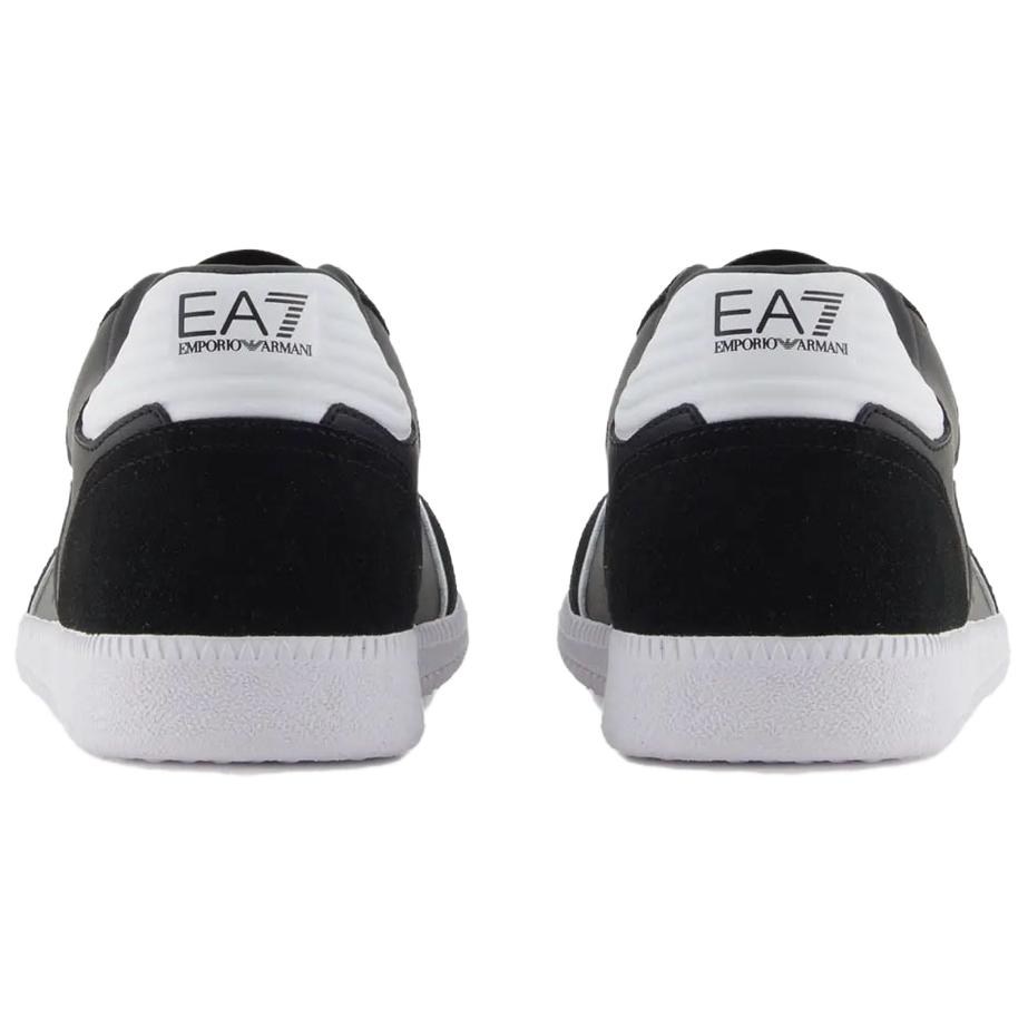 Emporio Armani EA7 Кожаные кроссовки на шнуровке с круглым носком, на плоской подошве, низкие, унисекс, Черные 7X000405AF19826MC001