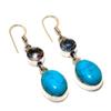 Santa Rosa Turquoise White Topaz Gemstone Gift Jewelry Earring 1.89"