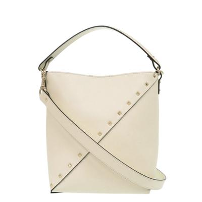 Used AUTHENTIC 2way Whispy Bucket Bag Rockstud White Leather