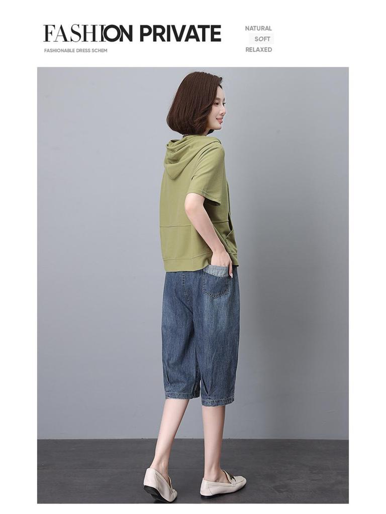 2025 Летние Женские Повседневные Свободные Джинсовые Шорты с Цветными Блоками