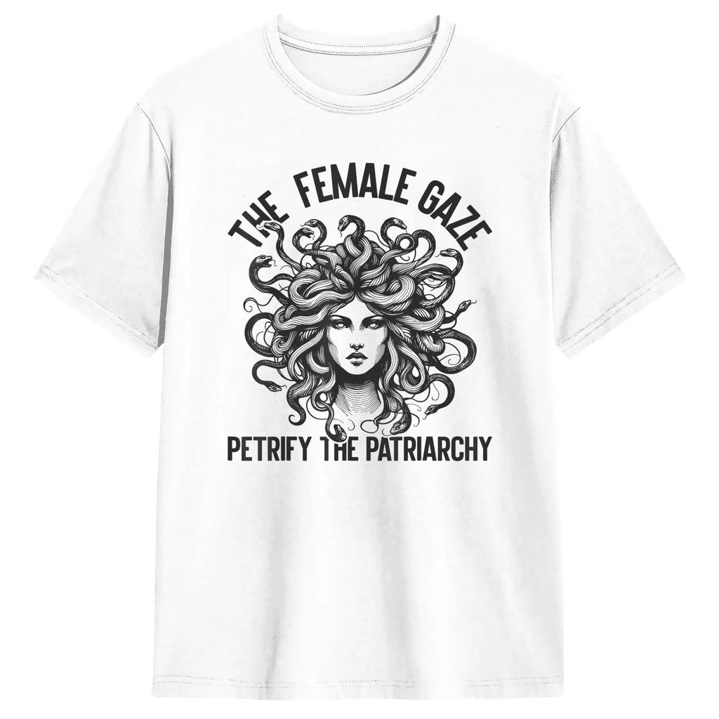 The Female Gaze Petrifies The Patriarchate Of Medusa Cotton Tshirt For Unisexs Summer Vintage Tshirts Hippie Tees Oversized