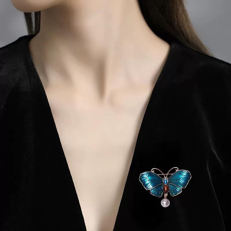 Enamel Painted Butterfly Brooch Female Temperament Elegant Corsage Suit Sweater Accessories