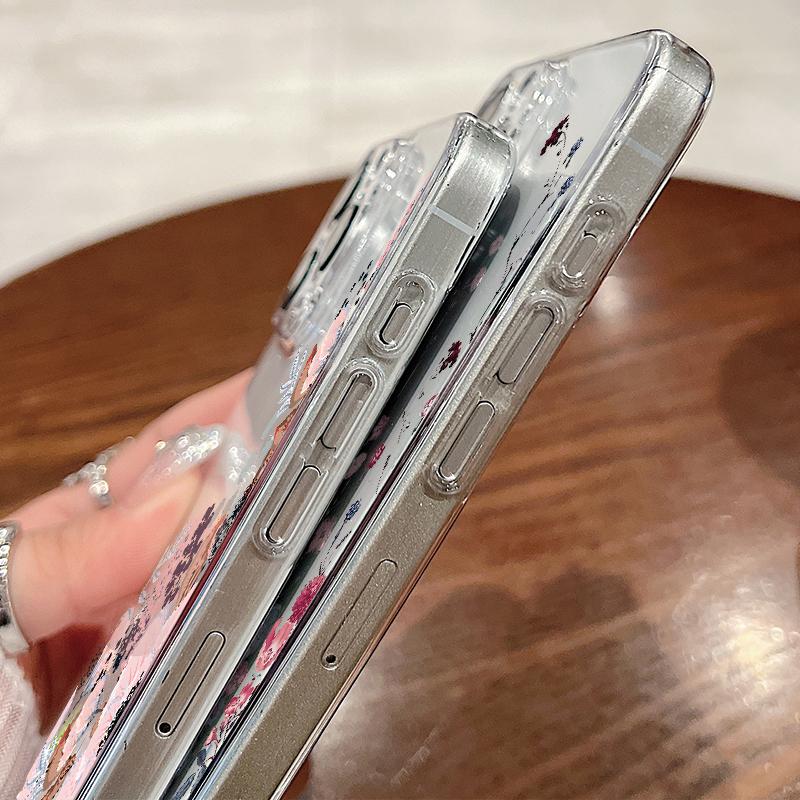 Для iPhone 15 Pro Max 14 13 Pro 12 11 чехол для телефона красивый цветочный узор прозрачный противоударный тонкий жесткий чехол для ПК