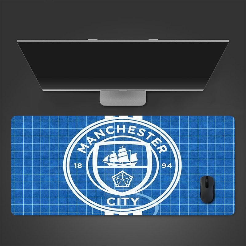 Коврик для мыши Man City, Большой игровой коврик для стола, Нескользящий XXL коврик для мыши для ноутбука и планшета, Игровой коврик для мини-ПК со прошитыми краями