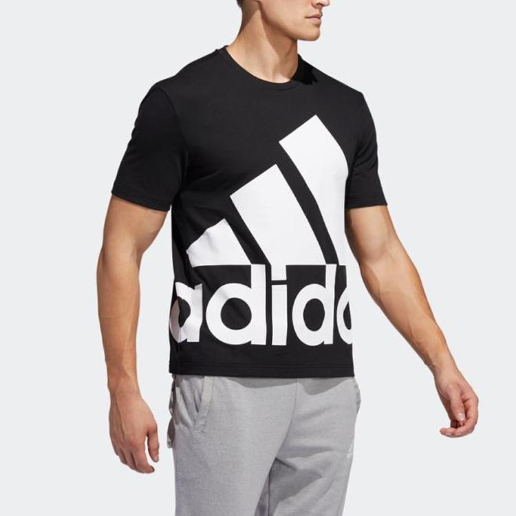 adidas Футболка с коротким рукавом и крупным логотипом, мужские топы, черные GK3325