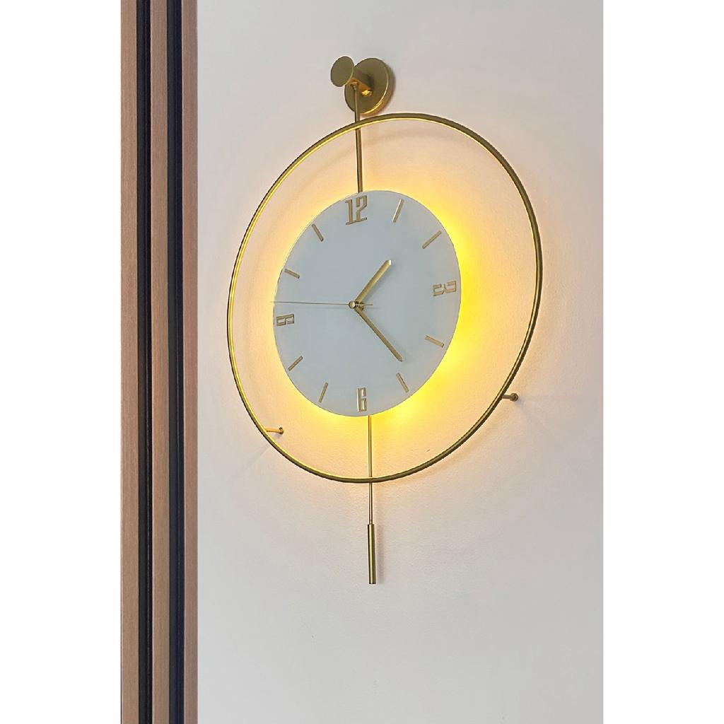 Светодиодное хрустальное стекло Tiktok 40 см, золото, современные декоративные металлические настенные часы с маятником